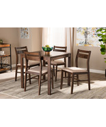 Nadira Beige Fabric Upholstered Dark Walnut-Finished 5-Piece Wood Dining... - $5,737.06 MXN