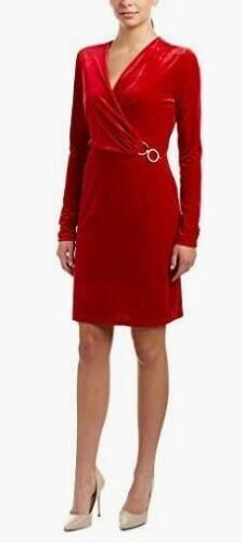 Primary image for NEW T TAHARI Maureen Red Velour Long Sleeve Dress, Bolero (Size XS)