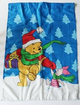 Cute Winnie the Pooh &amp; Piglet winter Christmas snow scene garden flag - $14.99