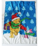 Cute Winnie the Pooh &amp; Piglet winter Christmas snow scene garden flag - $14.99