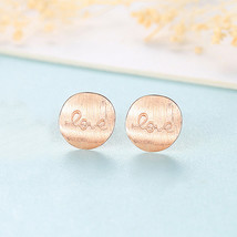 Love Earrings S925 Silver Stud Earrings Simple Earrings Round Mature Brushed - $15.00