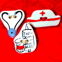 Cute little doctor and nurses set of brooches - £21.90 GBP