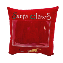 Santa Claws Red Velvet Christmas Photo Pillow Cat Mouse Embroidered 8.5 ... - £11.46 GBP