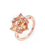 Size 8 Brass 18K Rose Gold Plated Zircon Crystal Lady Womens Girl Ring - £10.59 GBP