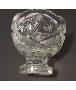 Vintage Glass Candy Dish Pedestal Bowl Etched Clear Frosted Cut Design S... - €6,00 EUR