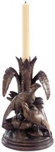 Candleholder Candlestick TRADITIONAL Lodge Pheasant Small Chocolate Brown Resin - $309.00