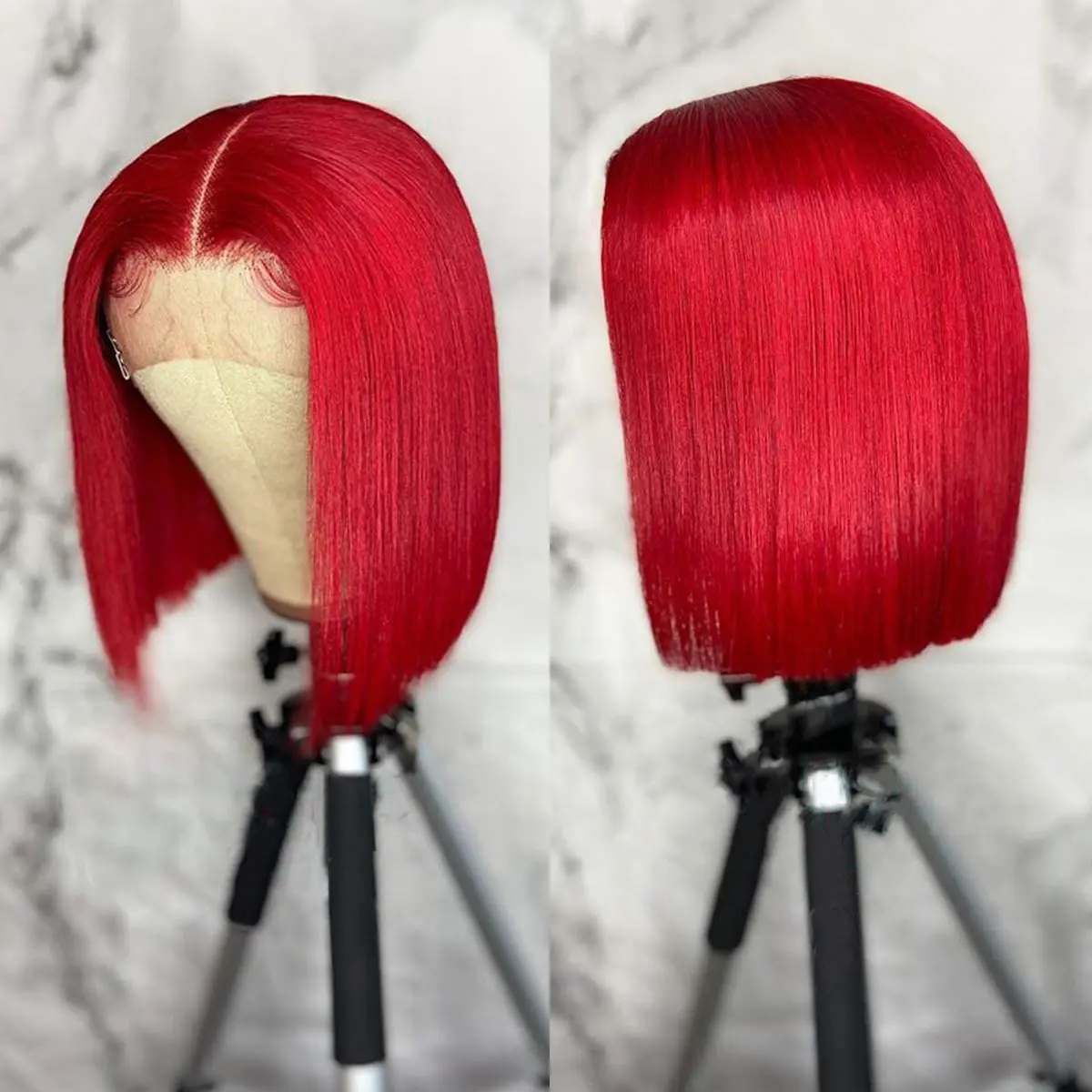 Red Bob Wig Human Hair Straight Short Bob Lace Wigs For Black Women Brazili - £35.67 GBP+