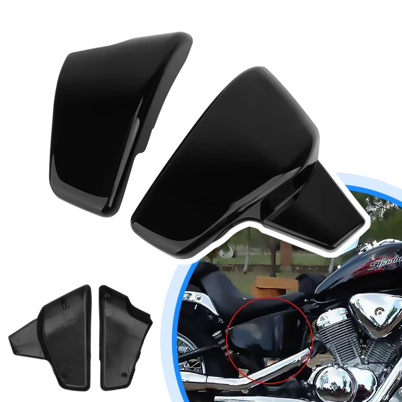Motorcycle Battery Side Covers Left Right Black Fairing Guard For Honda VLX600 - £27.71 GBP