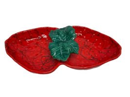 California, Usa Vintage Ceramic Double Strawberry Divided Candy/Nut Dish Mcm - $26.73