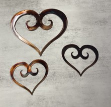 Swirled Heat Trio Set of 3 hearts   1 approx 5" and 2 approx 3" Copper Plated - $19.93