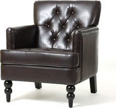 Christopher Knight Home Malone Leather Club Chair, Brown - £170.12 GBP