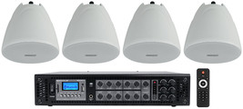 Rockville RCS180-6 Commercial 70v Amp+(4) White 4&quot; Pendant Speakers For ... - £602.74 GBP