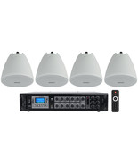 Rockville RCS180-6 Commercial 70v Amp+(4) White 4&quot; Pendant Speakers For ... - £601.16 GBP