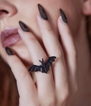 Black bat ring - gothic jewellery - adjustable - £9.72 GBP