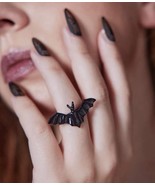 Black bat ring - gothic jewellery - adjustable - £9.57 GBP