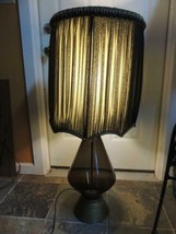 Vintage Table Lamp 39&quot; Brown Art Glass mid century Hand Blown black gold... - £100.95 GBP