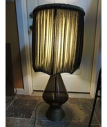 Vintage Table Lamp 39&quot; Brown Art Glass mid century Hand Blown black gold... - £99.07 GBP