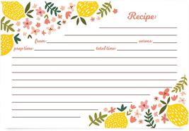 Floral Recipe Cards 4X6 | Double Sided Thick Cardstock, 50 Count (Summer... - £8.34 GBP