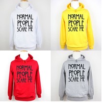 Normal People Scare Me Print Sweatshirt Unisex Hoodies Graphic Hoody Hooded Tops - £20.91 GBP