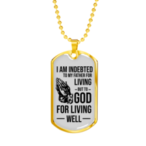 Bible Verse Father Gift Necklace Stainless Steel or 18k Gold Dog Tag w 2... - $47.45+