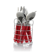Gibson Sensations II 16 Piece Flatware Set Red Handles Caddy - $32.00