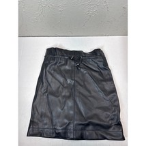 H&amp;M Womens Black Faux Leather Paperbag Drawstring Straight Mini Skirt Si... - $409.56 MXN