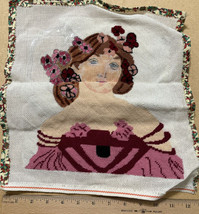 Victorian Lady Flowers Needlepoint Embroidery Almost Finished - £28.09 GBP
