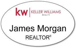 Keller Williams Realtor Oval Personalized Name Badge Tag With A Magnet Fastener - £15.97 GBP