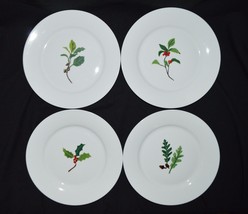 Crate and Barrel Christmas Holiday Sprig Dessert Salad Plates Set of 4 in Box 8" - $49.99