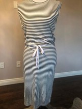  THEORY Black &amp; White 100% Cotton Horizontal Stripe Blouson Dress SZ P NWOT - £59.76 GBP