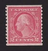 1916 2c George Washington, Coil, Carmine Scott 492 Mint F/VF NH - $19.00