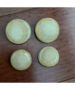 Vintage Plastic Buttons Pearly Ivory Cream Finish Set In Gold Tone Lot Of 4 - $17.81