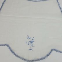 Vintage Handmade Crochet Doily Sheer Blue White Floral 20x17 Inch - $14.07 CAD
