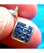 Earth mined Sapphire Princess cut Mystery set Pendant 14k White Gold Med... - €2.870,20 EUR