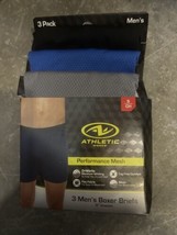 New 3 Mens Athletic Works Performance Mesh Boxer Briefs Small 6&quot; inseam B/B/G - £8.82 GBP