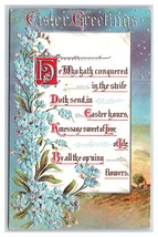 Easter Greetings Foiled Flowers Calligraphy Embossed DB Postcard H27 - $4.98