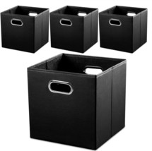 Prandom Leather Foldable Cube Storage Bins 13X13 Inch [4-Pack] Fabric Storage - £35.39 GBP