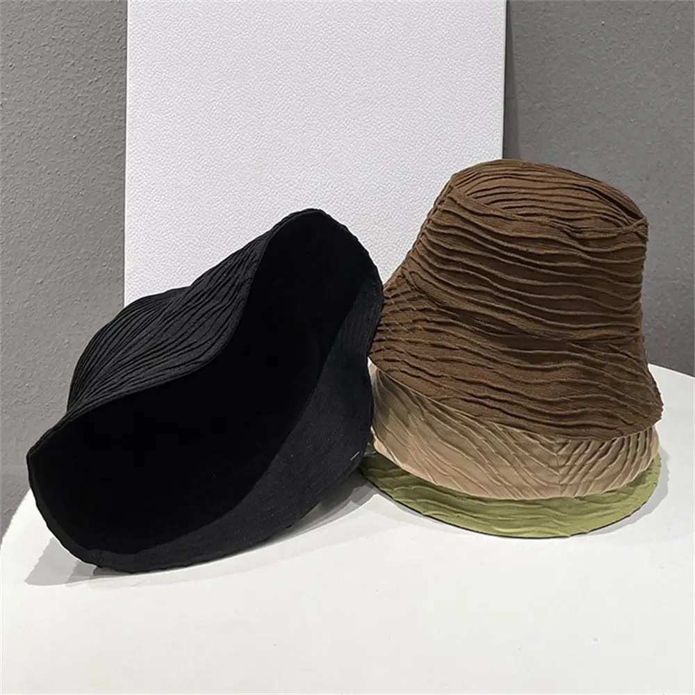 Sunscreen Bucket Hat Casual Solid Color Sun Protection Fisherman Hat Beach Cap - £13.74 GBP