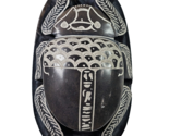 Egyptian Soapstone Scarab Beetle Hieroglyphics Paperweight Black Grey Dé... - $49.00