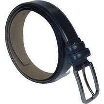 Men Navy Blue Genuine Leather Belt PIERO ROSSI Turkey Soft Full Grain #Navy-B image 2