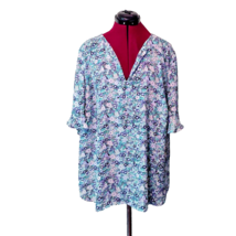 Roz &amp; Ali Blouse Top Multicolor Womens Floral Print Bell Short Sleeves Size 1X - $23.76