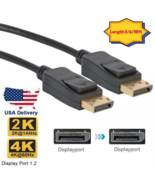 2PC Displayport to Display Port Cable DP Male to Male Cord 4K HD w/ Latc... - $14.60 CAD