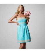 $268 SZ 2 LILLY PULITZER WOMENS BETSEY JACQUARD SHORELY BLUE AND GOLD DR... - $1,507.60 MXN