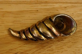 Vintage Costume Jewelry KANTOR Figural Seashell Shell Twist Metal Brooch Pin - £30.78 GBP