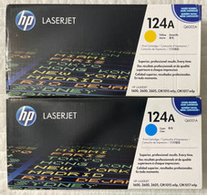 HP 124A Cyan Yellow Toner Cartridges Q6001A Q6002A For LaserJet 1600 2600 2605 - £78.61 GBP