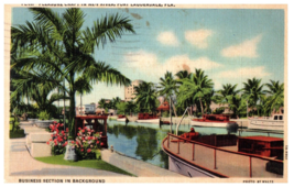 Pleasure Craft in New River Fort Lauderdale Florida Postcard Posted 1938 - $6.64