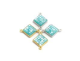 Natural Blue Shell Rhombus Shape Charm,18x14mm, Sku#Z286 - £2.30 GBP