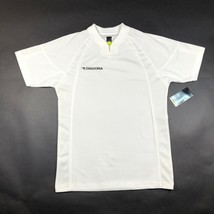 NEW Diadora T Shirt Jersey Boys Youth L White V Neck Waffle Knit Soccer ... - £11.00 GBP