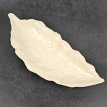 Rare Antique Erphila CZECHO-SLAVAKIA 12&quot; Cream Textured Leaf Dish No. 3524 - £14.60 GBP
