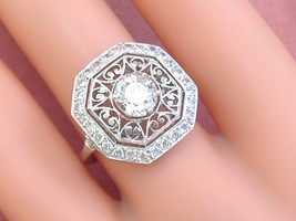 ANTIQUE ART DECO 1.80ctw EUROPEAN DIAMOND PLATINUM ENGAGEMENT COCKTAIL R... - $4,355.01